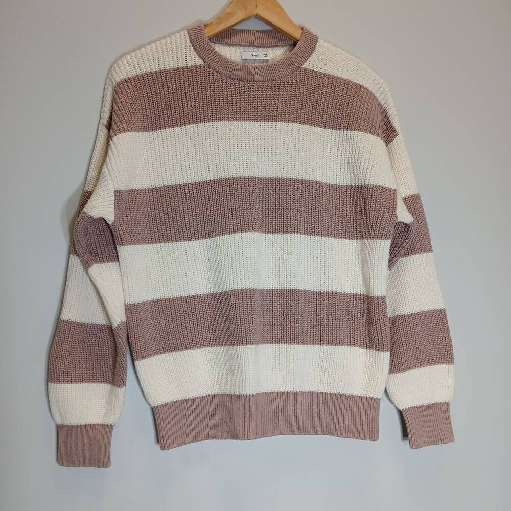 Tna womens medium sweater rose taupe blush nude stripe cream